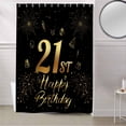 thumbnail image 5 of Fabric Shower Curtain, 21st Happy Birthday Gold Cake Gift Black Shower Curtains with 12 Hooks Waterproof Machine Washable Bath Curtains for Bathroom,54 x 78in, 5 of 6
