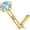 Gold - Blue Aquamarine, variant on 14k Gold Plated Sterling Silver L Shaped Nose Rings Studs for Women Men 20g, Small L Shape Nose Stud, 20 Gauge Nose Piercing Stud, Hypoallergenic Nose Nostril Piercing Jewelry