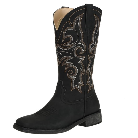 SheSole Women's Square Toe Cowgirl Cowboy Boots Western Female Black US 7