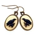 thumbnail image 4 of 1Pair Alloy Acrylic Dangle Earrings Oval with Bird Bronze Lemon Chiffon 35mm, 4 of 4