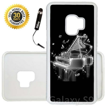 Custom Piano Covers Custom Galaxy S9 Case (Black White Piano) Edge-to-Edge Rubber White Cover Ultra Slim | Lightweight | Includes Stylus Pen by Innosub ()