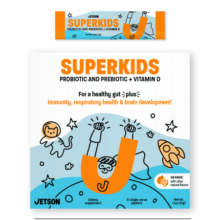Jetson Superkids Daily Kids Probiotic Supplement for Digestive Health 4 Billion CFU, 31 Ct
