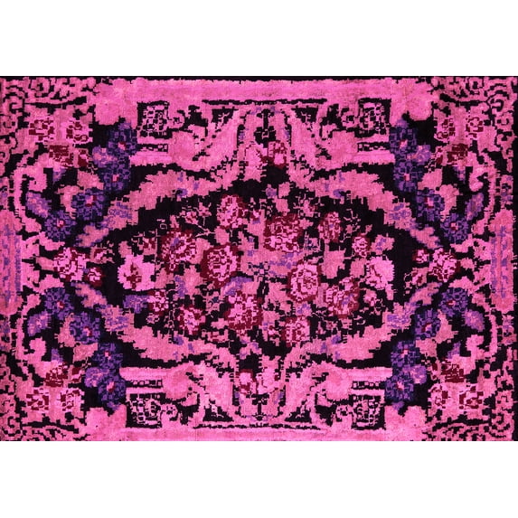 Ahgly Company Indoor Rectangle Medallion Pink French Area Rugs, 6' x 9'