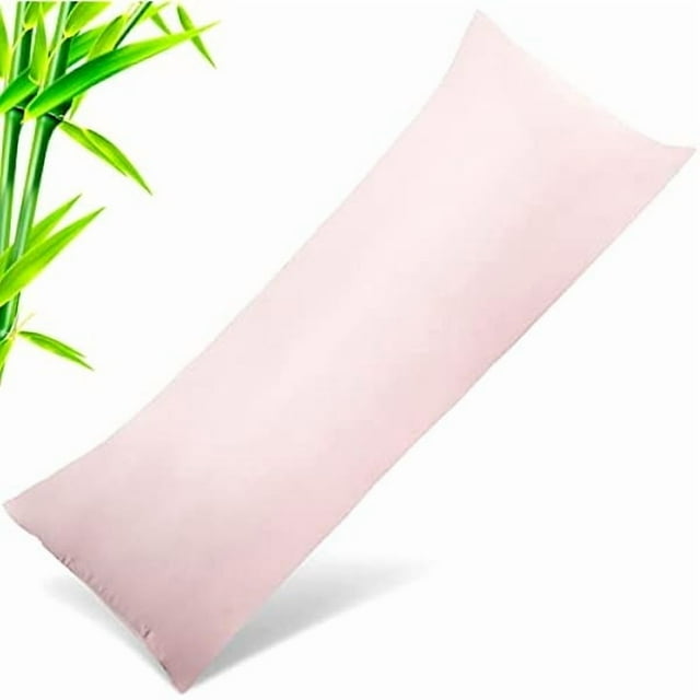 xixishop Body Pillow Cases Cover, Bamboo Rayon Pink Body Pillowcases with Zipper Closure, Cooling and Breathable Pillow Case for Hot Sleepers and Night Sweats, 20x54 inches