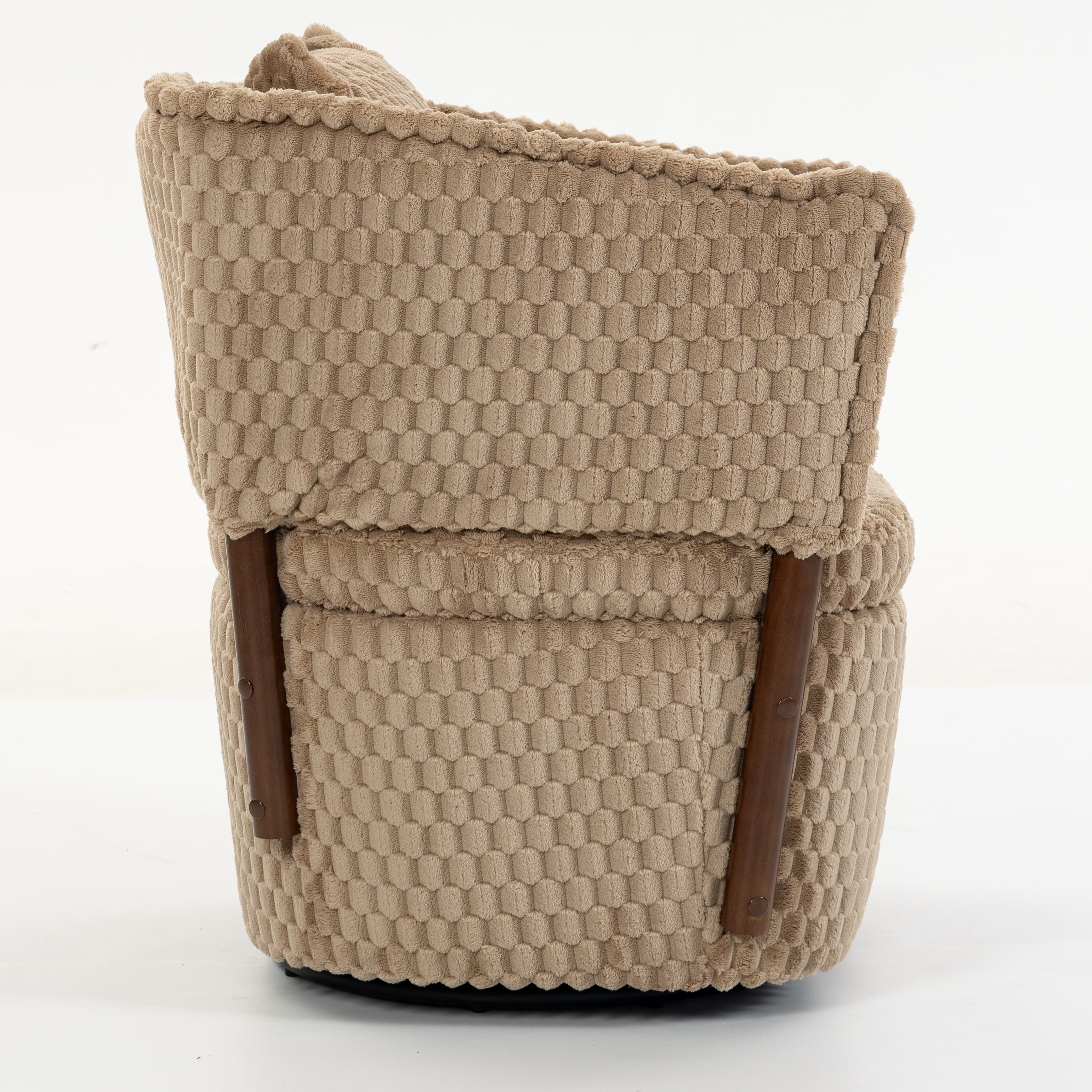 Aukfa Mid Century Modern 360 Swivel Accent Barrel Chair with Lumbar Pillow & Hidden Storage,Corduroy,Khaki