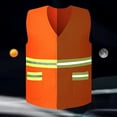 thumbnail image 4 of Fengqque Safety Jacket for Men,Sleeveless V-neck Breathable Mesh Waterproof High Visibility Reflective Jacket with Pockets and Zipper Workwear Jacket Orange XXL, 4 of 9