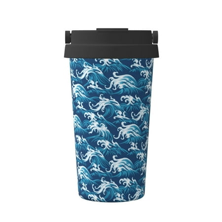 

Junzan Sea Water Wave for Stainless Steel Vacuum Insulated Tumbler - Reusable Insulated Cold Brew Iced Coffee Cup Thermos -Gifts for Women Men Him Her