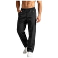thumbnail image 5 of Men's Casual Pants Drawstring Elastic Waist Chino Pants Straight Leg Slacks Cotton Twill Trousers with Pockets,twill chino pants Black XL, 5 of 7