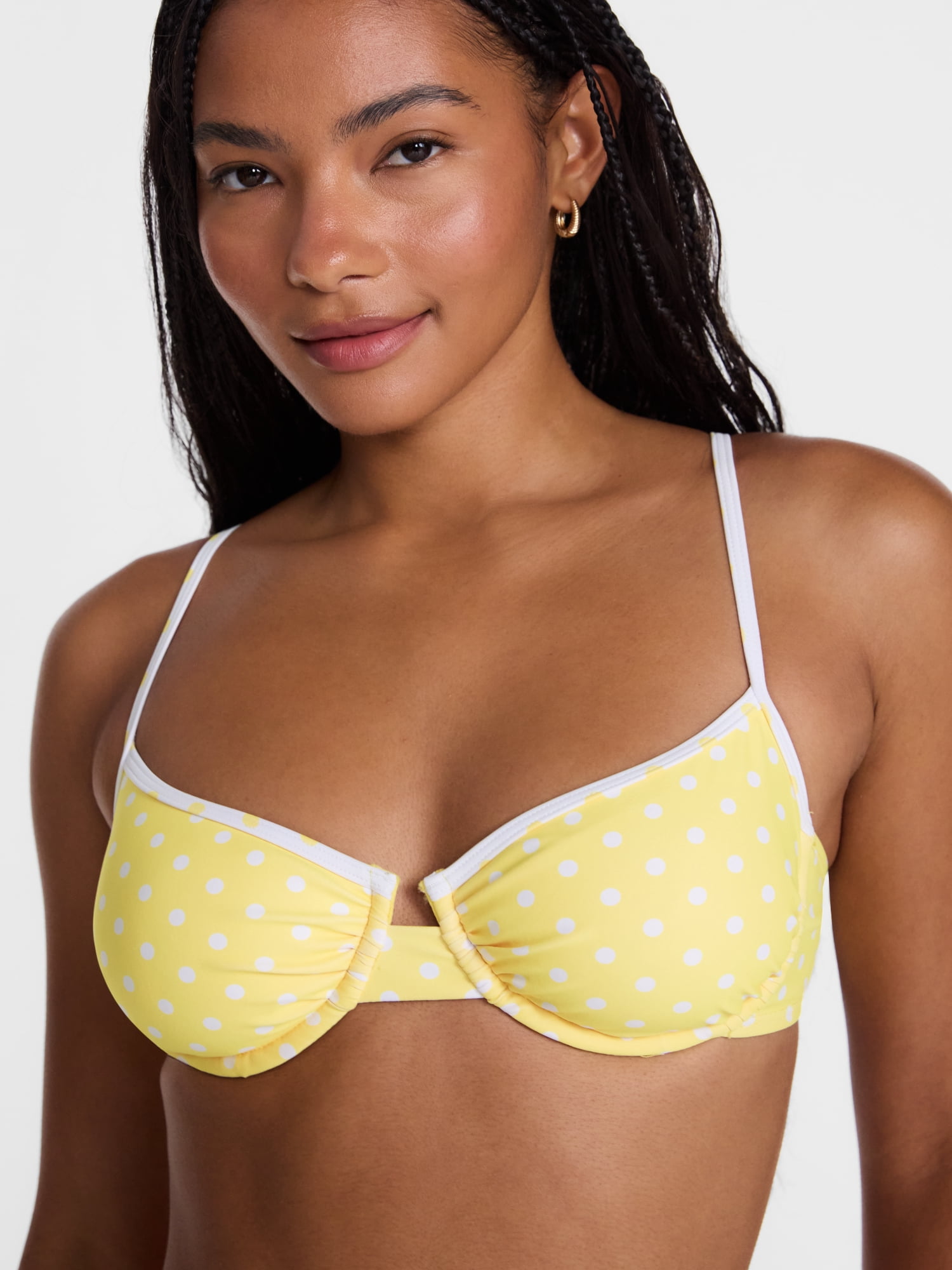 No Boundaries Polka Dot Underwire Bikini Top, Women's XXS-XXL