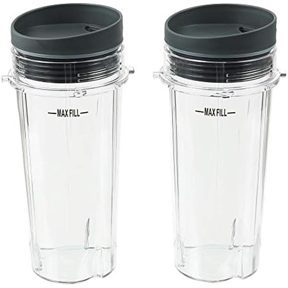 Blender Cups Fit for Ninja, Replacement Parts 16OZ Cups with Lids, Blender Accessories Compatible with Nutri Ninja Auto IQ Series BL620C BL660 BL740 BL780 QB3000 (2 Pack)