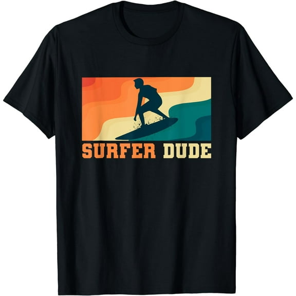 Vintage Surfer Dude Surfing Funny Creative Graphic T-Shirt