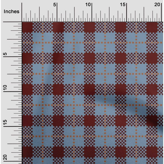 oneOone Cotton Jersey Grayish Blue Fabric Gingham Check Quilting Supplies Print Sewing Fabric By The Yard 58 Inch Wide