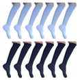 thumbnail image 2 of MDR Women's Extra Long Extra Heavy Slouch Socks - 12 Pairs Size 9-11 - Made in USA (6 Navy 6 Light Blue), 2 of 9