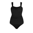 thumbnail image 6 of Miluxas Women's Two Piece Tankini Swimsuits Square Neck Ruched Tank Top and High Cut Briefs Modest Tummy Control Bathing Suit for Beach Vacation Black, 6 of 6