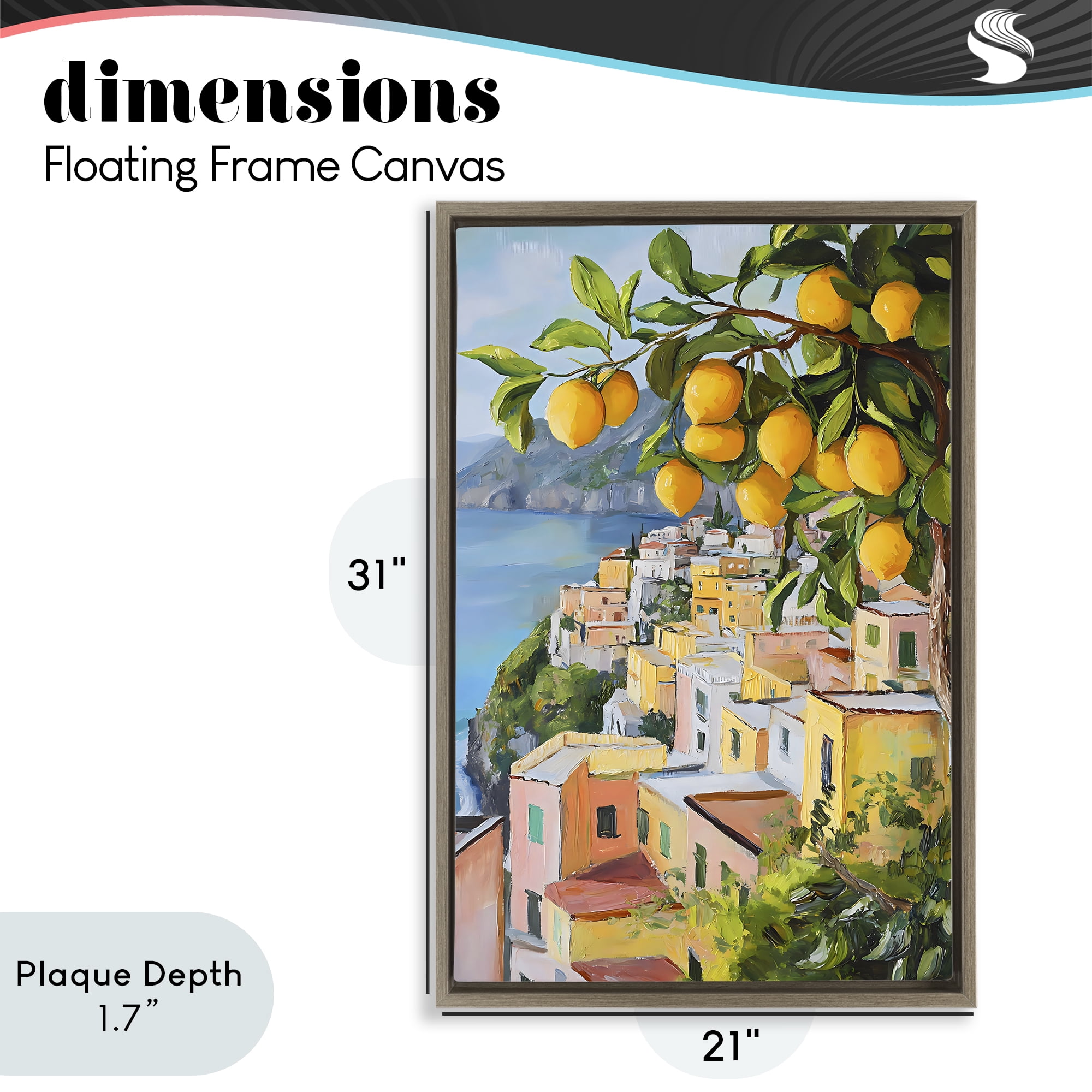 Stupell Industries Mediterranean Lemon Tree Scenery Brown Framed Floater Canvas Wall Art, design by Creative Studio