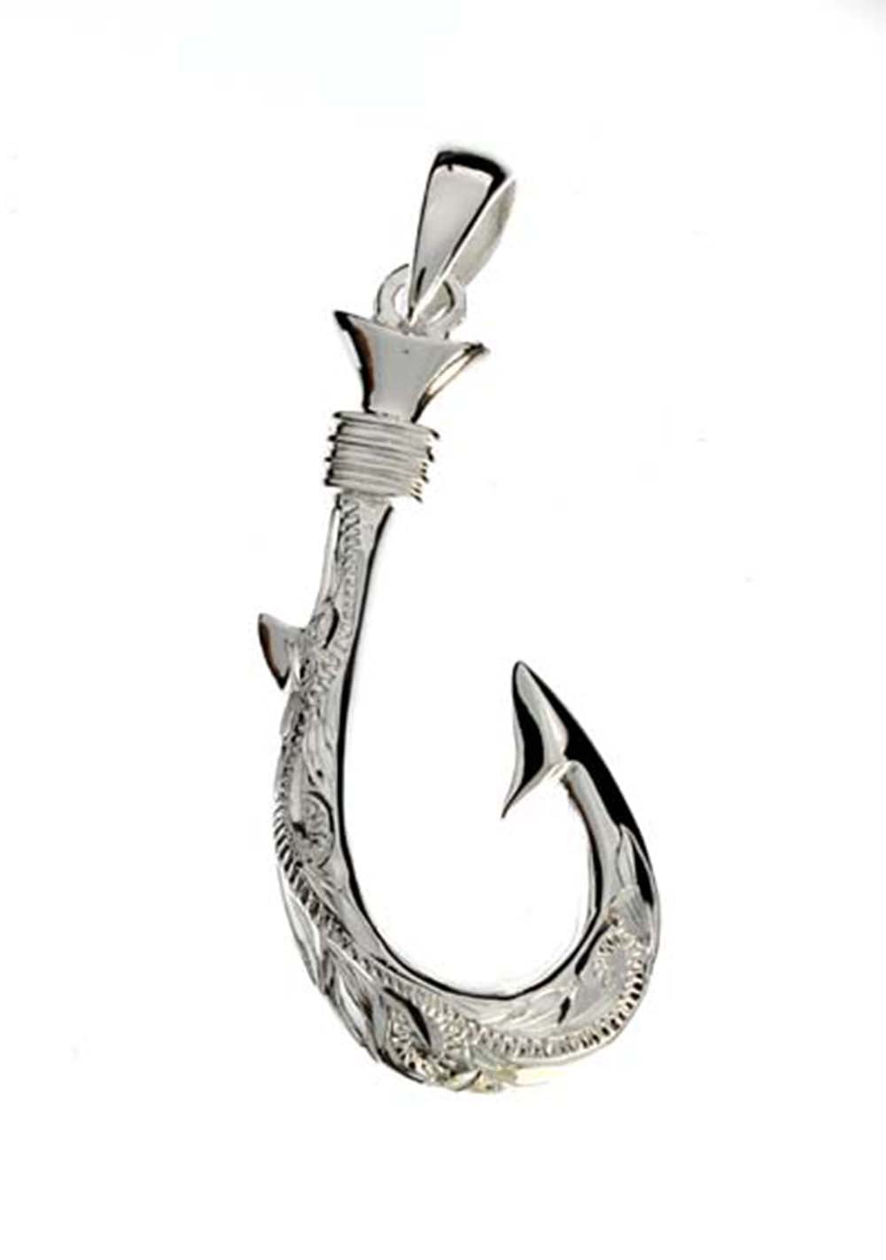 Hawaiian Jewelry Sterling Silver Fishing Hook Pendants