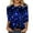 Blue, variant on Sequin Tops For Women Holiday 3/4 Sleeve Round Neck Sparkly T Shirt Fashion Floral Print Casual Breathable Party Carnival Shiny Blouses Vacation Clothes Black XXL