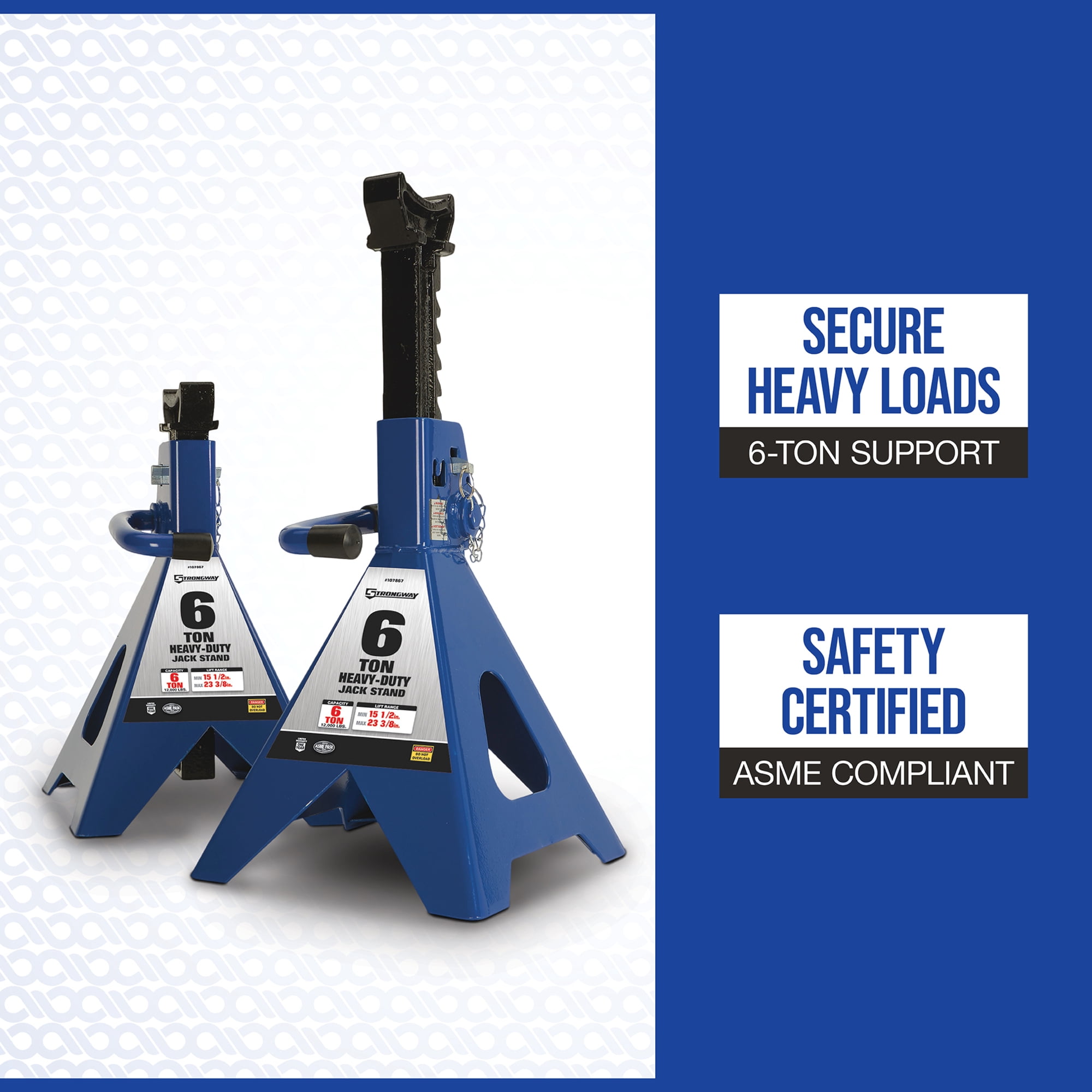 Strongway Double-Locking 6-Ton Jack Stands, 12,000-Lb. Capacity, Pair