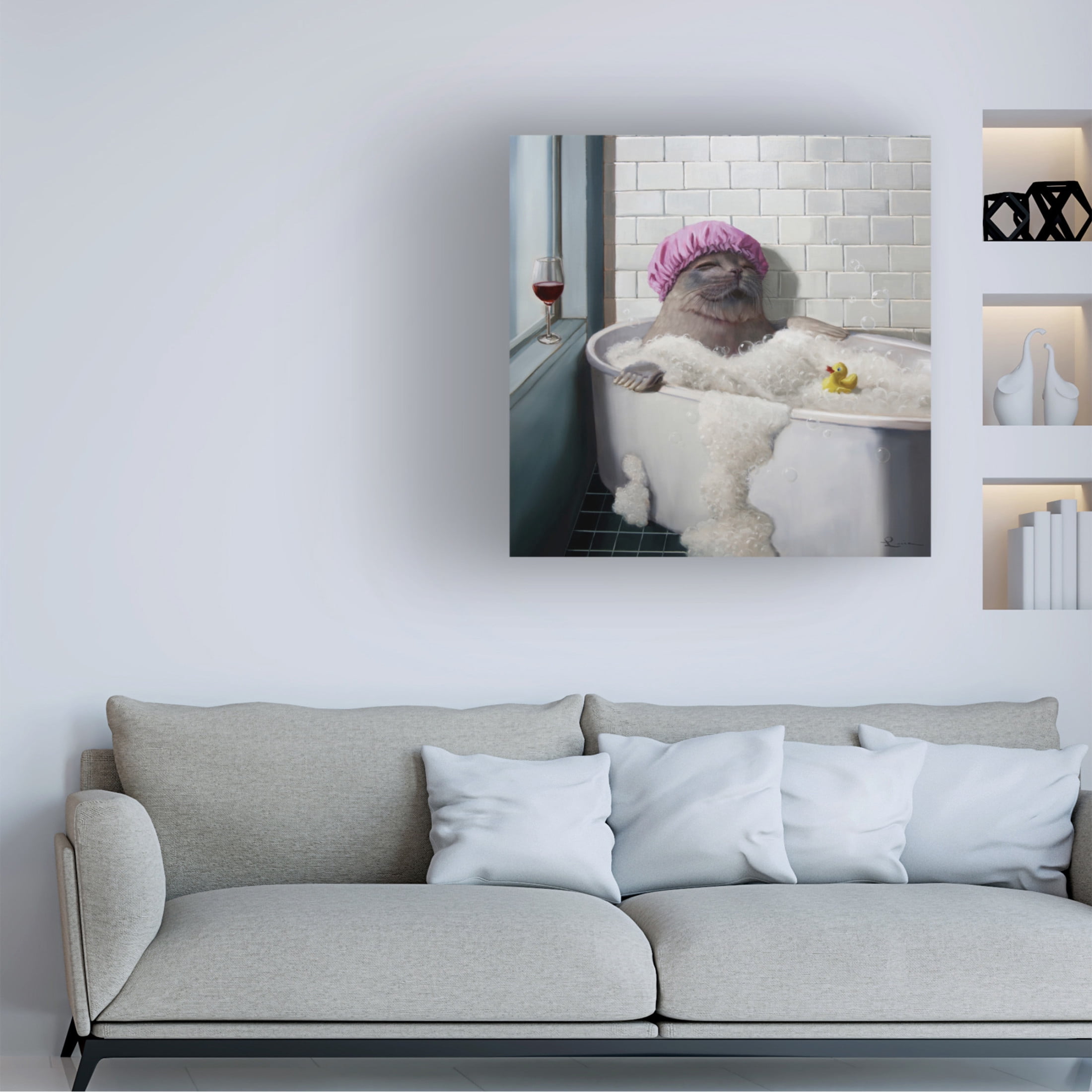 Canvas Wall Art - Lucia Heffernan 'Bubble Bath' Wall Art for Living Room, Bedroom, or Office Décor by Trademark Fine Art - 14 x 14 Inches
