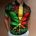 thumbnail image 2 of Jamaica Music Notes Stave Theme Men Zipper T-shirt Summer Casual Short Sleeve T-shirt Top, 2 of 7