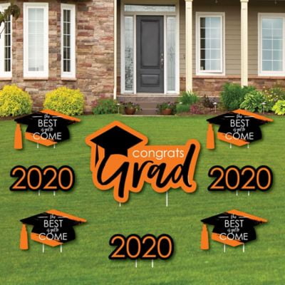 Orange Grad - Best is Yet to Come - Yard Sign and Outdoor Lawn Decorations - Orange 2020 Graduation Party Yard Signs - Set of (Best Way To Mow Small Lawn)
