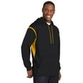 thumbnail image 4 of Sport-Tek Tall Tech Fleece Colorblock  Hooded Sweatshirt-4XLT (Black/ Gold), 4 of 6