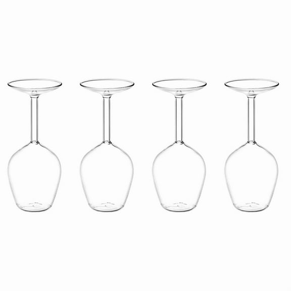 4X Long Stem Upside Down Wine Glass Funky  Stemmed Wine Glasses Upside Down Long Stem Wine Glasses