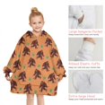 thumbnail image 6 of Orange Bigfoot and Grass Pattern Blanket Hoodies for Kids 6-13YR Oversize Wearable Blanket Hoodies for Boys Girls Teens, 6 of 7
