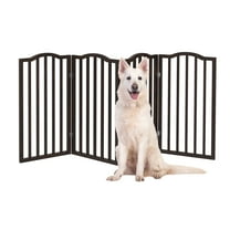 PETMAKER 4-Panel Indoor Foldable Pet Gate for Stairs or Doorways (Brown)