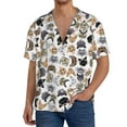 thumbnail image 3 of Vsdgher Cute Cats Print Men's Wrinkle Free Untucked Cuban Shirt Business Casual Button Down Shirts Short Sleeve Shirt, 3 of 7