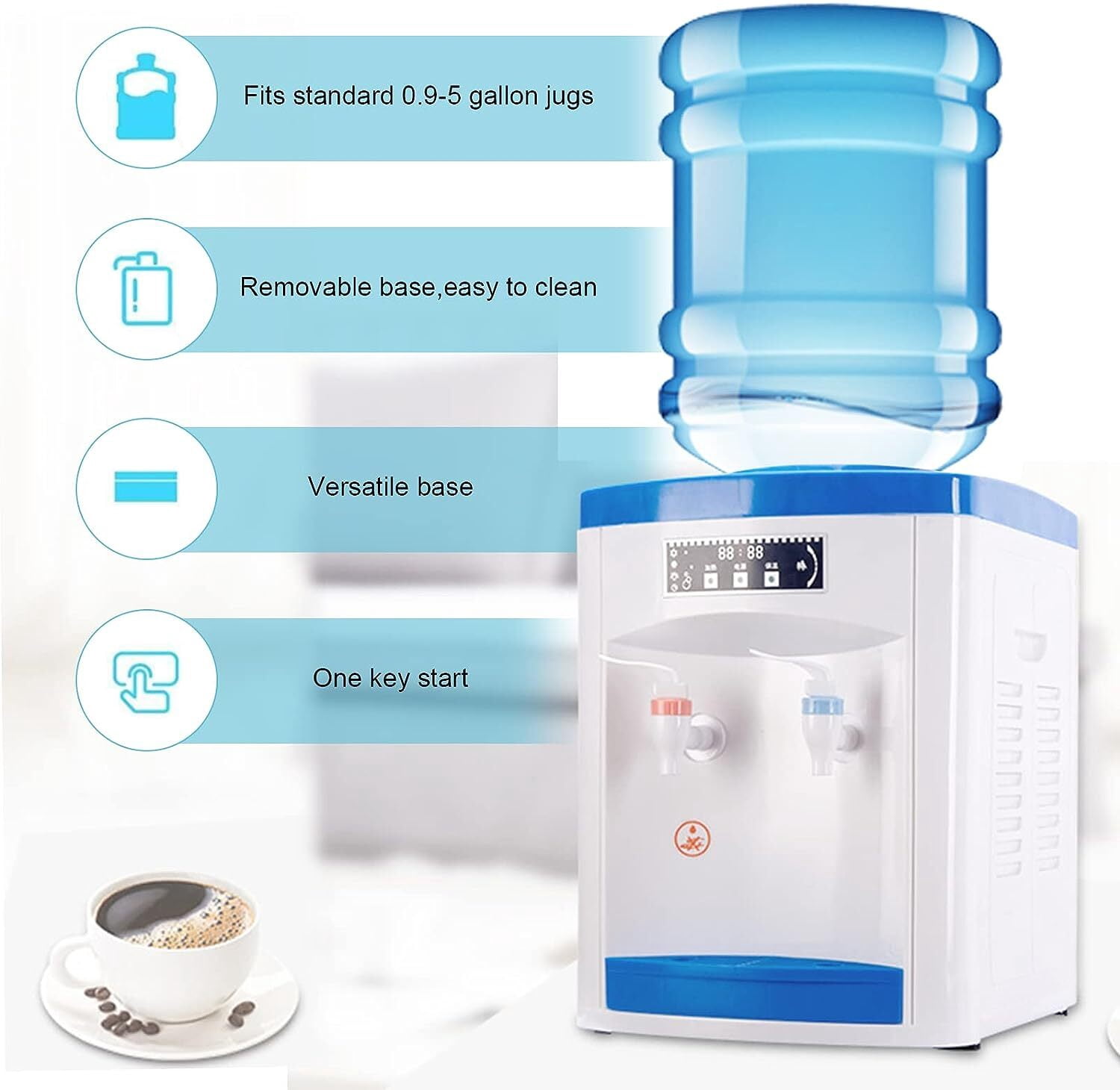 110V 550W Stainless Steel Home Hot/Cold Water Dispenser,Compact Design,3 Indicator Lights.Fits 1.1 - 4.9gal Bottles,Ideal for Bedroom,Office