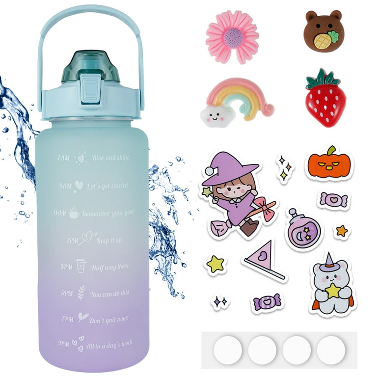2L large Capacity Water Bottle Reminder Leak-Proof Frosted Cup Time Scale 1  Pc