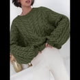 thumbnail image 4 of Suéteres de Mujer de Otoño, de Punto , de Larga, Cuello Redondo, Suéteres Holgados y Gruesos. Verde S, 4 of 9