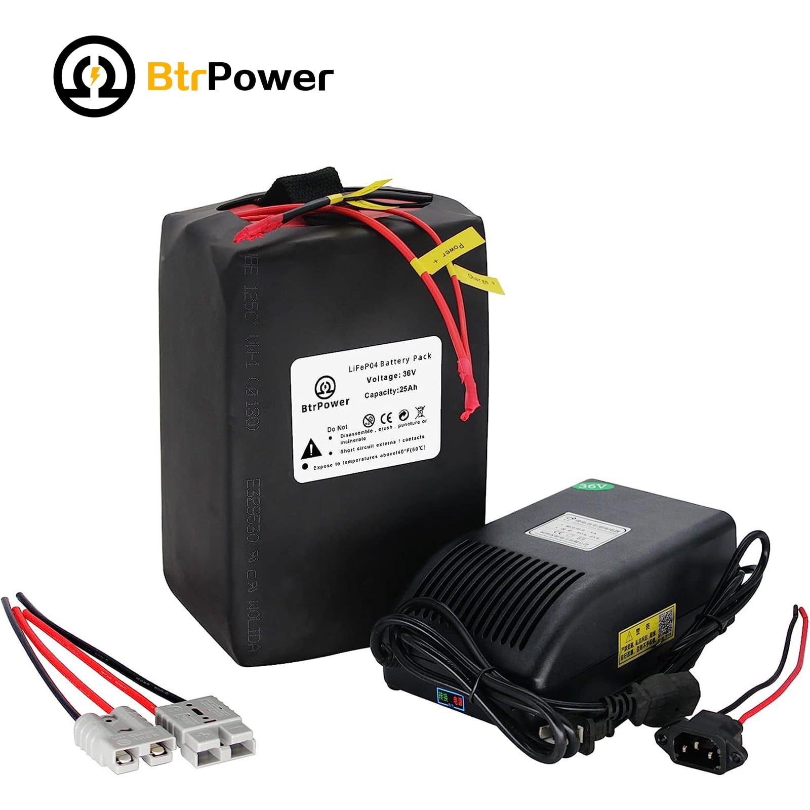 Btrpower 36V 25Ah Ebike Battery Pack Lithium LiFePO4 for Electric Bike Scooter 30A BMS