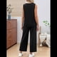 thumbnail image 4 of Conjuntos de 2 Piezas para Mujer, Conjuntos Verano, Conjuntos Estar por Casa, Blusas Cuello Alto, Pantalones Cortos de Pierna , Conjuntos de Viaje para Vacaciones Negro XXL, 4 of 8