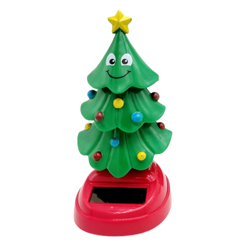 Solar Powered Bobble Toy Christmas Tree Dancing Figure Car Home Decoration 