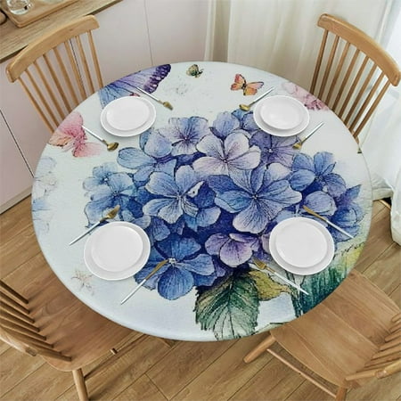 

WGOD Spring Hydrangea Plastic Tablecloths for Tables Watercolor Flower Butterfly Tablecloth Table Cover Floral Table Cloth for Easter Summer Party Decoration 42 -46
