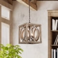 thumbnail image 4 of LNC 4-Light Square Rustic&Farmhouse Wooden Chandelier for Dining Room, 4 of 11