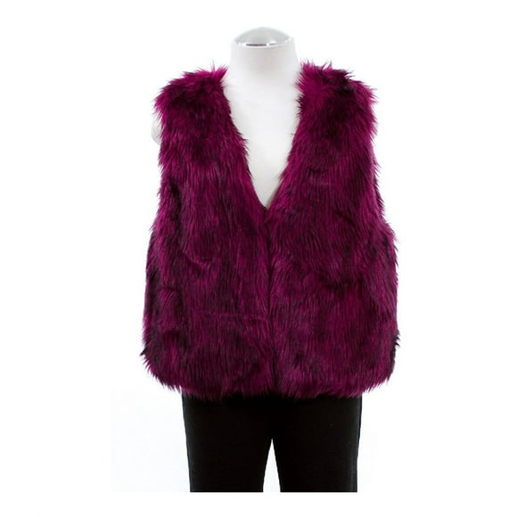 Safari Womens By Imposter Faux Fur Sweater Vest, Purple, Medium