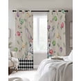 thumbnail image 2 of Easter Black Out Curtains 84 Inch Long for Living Room, Spring Farmhouse Retro Bunny Eggs Flower Black Plaid Blackout Curtain Shade Thermal Insulated Window Curtains Grommet Drapes 42"x84" 2 Panels, 2 of 8