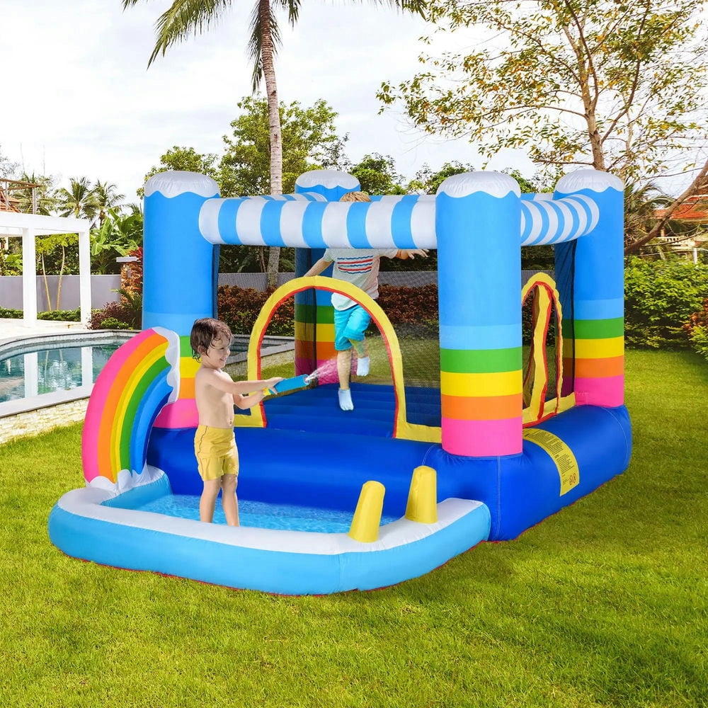 Topcobe Inflatable Bounce House for Kids 2-in-1 Jumping Castle for Indoor Outdoor Party with Trampoline, Pool, Carry Bag & Air Blower, Kids Bounce House for Kids Backyard Activity