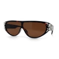 thumbnail image 4 of Womens Gaudy Fancy Hinge Flat Top Shield Rectangular Plastic Sunglasses Tortoise Silver - Brown, 4 of 8
