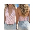 thumbnail image 2 of LMLYSoH Cute Halter Tops for Women Summer Dot Print V-Neck Going out Tank Tops Backless Shirts for Streetwear, 2 of 9