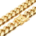 thumbnail image 4 of Mens Miami Cuban Link Bracelet Chain Necklace 18k Gold Plated Stainless Steel, 4 of 5