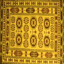 Ahgly Company Machine Washable Indoor Square Southwestern Yellow Country Area Rugs, 8' Square