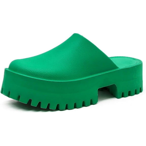 Women's Platform Mules Slip On Sandals Closed Toe Clogs Anti-Slip Thick Sole Waterproof Slippers