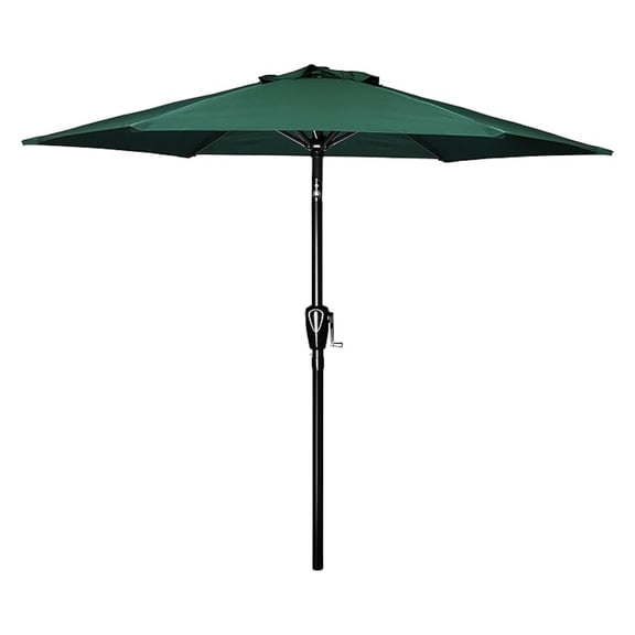7.5ft Patio Umbrella Outdoor Table Yard Umbrella with Push Button Tilt/Crank, 6 Sturdy Ribs for Garden, Deck, Backyard, Pool, Green