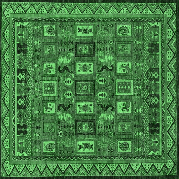 Ahgly Company Indoor Square Abstract Emerald Green Modern Area Rugs, 8' Square