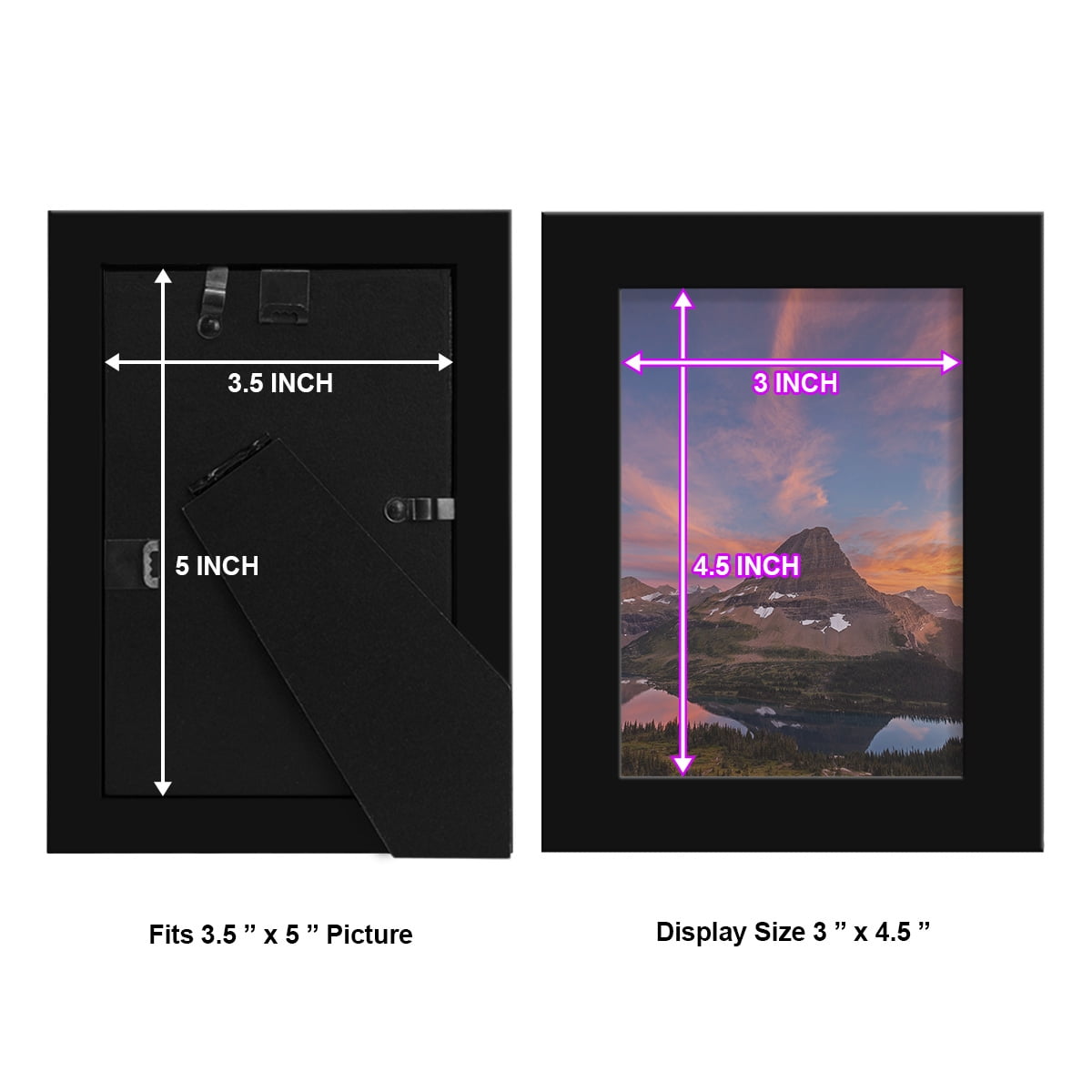 Modern 3.5 in. x 5 in. Black Picture Frame (Set of 4)