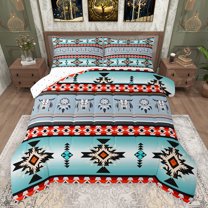 jejeloiu Retro Bull Skull Bedding Comforter Set,Boho Exotic Style Twin Comforter Sets,Rustic Aztec Triangle Bedding Set For Adults,Super Cozy Room Decor Reversible,2 Pieces
